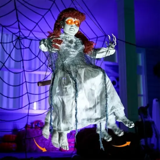 Joyfy 31" Halloween Hanging Swinging Doll Ghost, Doll with Scary Expressions for Halloween Outdoor Decoration, Haunted House Prop, Party Decor image {5}