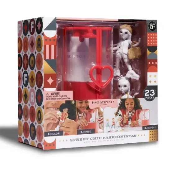 FAO Schwarz Street Chic Fashionistas Wash-And-Color Design Dolls 23pc image {4}