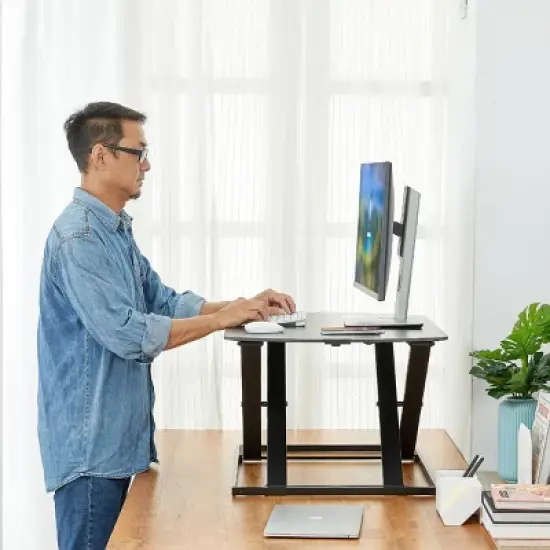 Standing Desk Converter with Wireless Charging Pad Manual Adjustment Black - Bostitch image {5}