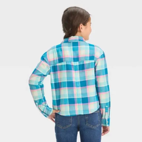 Girls' Long Sleeve Button-Down Plaid Shirt - Cat & Jack&trade; image {1}