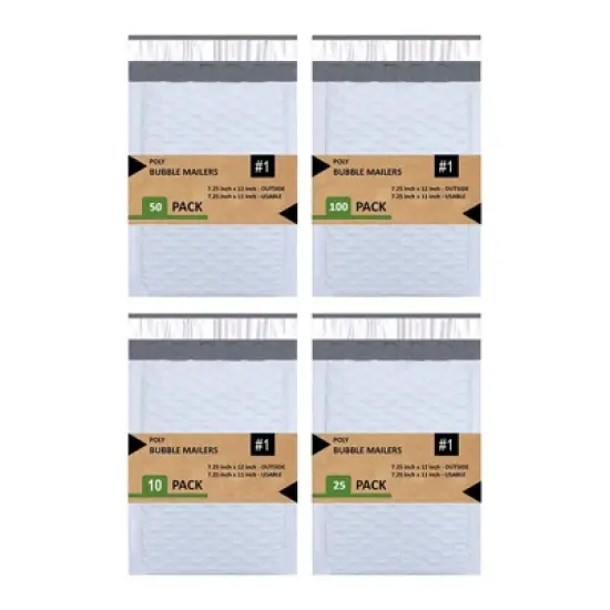 Link Size #1 7.25"x12" Poly Bubble Mailer Self-Sealing Waterproof Shipping Envelopes Pack Of 10/25/50/100 image {5}
