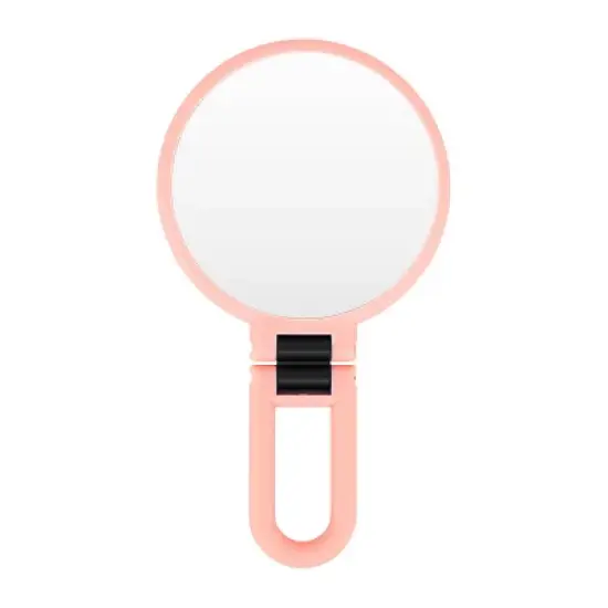 Mber Hand Mirror For Makeup Mirror Double Sided, 1X 10X Magnifying Mirror, Handheld Mirrors with Handle, Foldable Travel Hand Mirror With Stand Pink image {8}