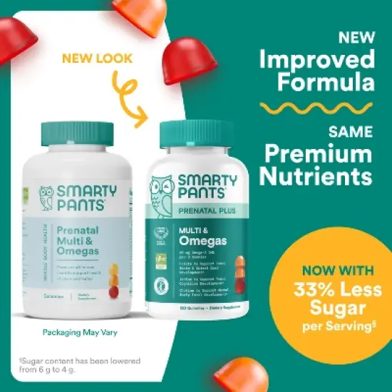 SmartyPants Prenatal Plus Multivitamin & Omegas Gummies with Methylfolate, C, D3, B12 & Zinc -120ct image {2}