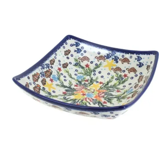 Blue Rose Polish Pottery 161 Vena Square Serving Dish image {3}