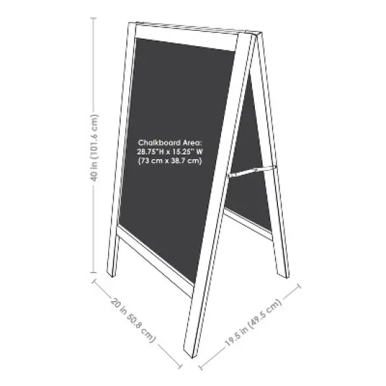 Sunnydaze 40 in. x 20 in. Double-Sided Magnetic A-Frame Chalkboard with Chalk and Eraser image {2}