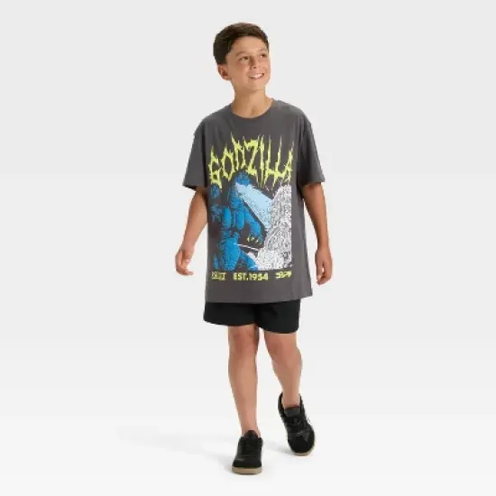 Boys' Godzilla Oversized Short Sleeve Graphic T-Shirt - Black Wash image {3}