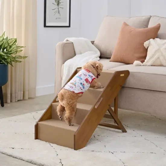 MECO Stakmore Foldable Pet Steps with Solid Hardwood Construction image {4}