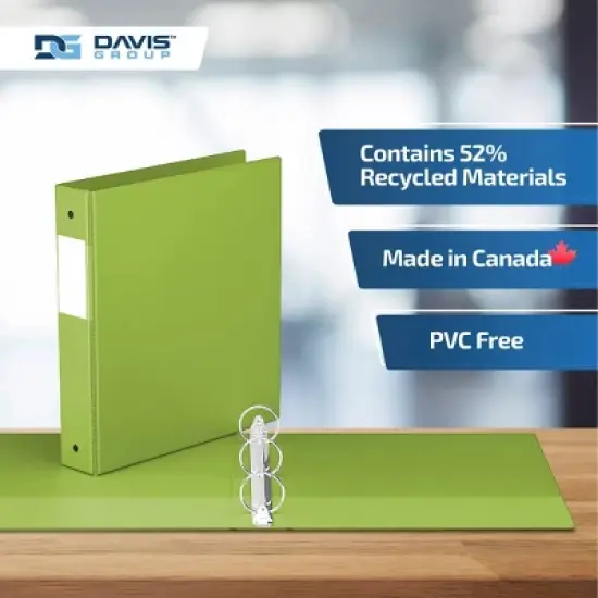 Davis Group 6pk 1.5" Premium Economy Round Ring Binders Lime Green: Hard Cover, 275 Sheet Capacity, 2 Pockets, Polypropylene image {6}