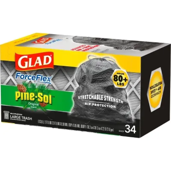 Glad ForceFlex DrawString Trash Bags - Pinesol - 30 Gallon - 34ct image {8}