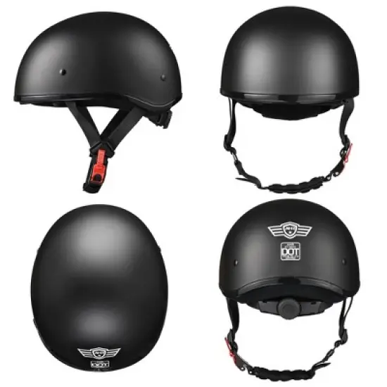 AHR Half Face Motorcycle Helmet Sun Visor DOT Approved Bike Chopper S-XL image {2}