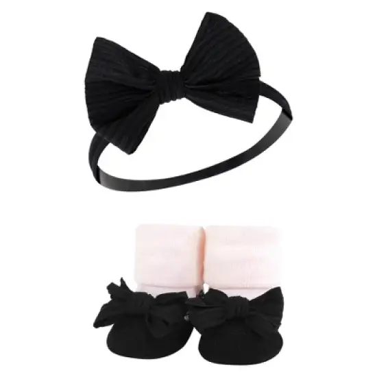 Hudson Baby Infant Girl Headband and Socks Giftset, Light Pink Leopard, One Size image {4}