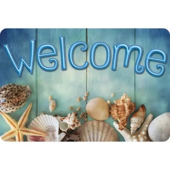 Ashley Productions&reg; The Original Fun Mat&trade;, Welcome Mat, 15.5" x 23.5", Beach Life Welcome image {1}