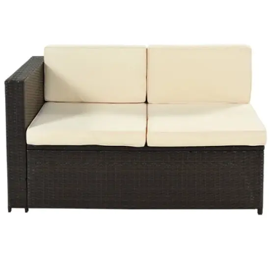 9pc Wicker Patio Sectional Seating Set with Cushions - Beige - GODEER image {3}