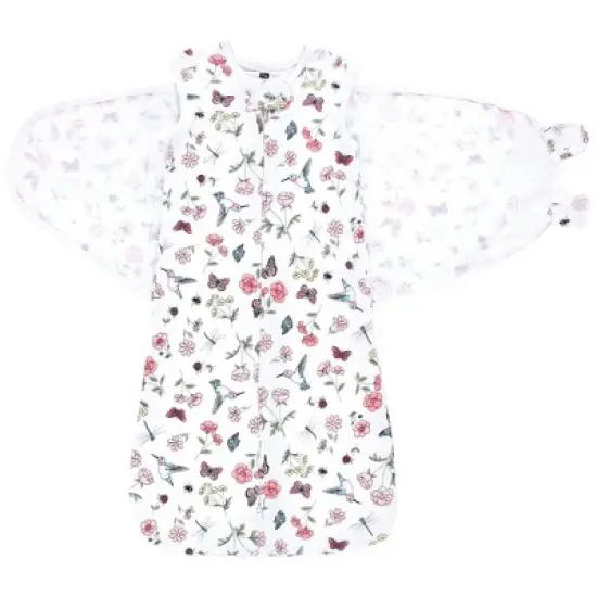 Hudson Baby Infant Girl Convertible Swaddle Sleep Sack, Hummingbird Garden image {2}