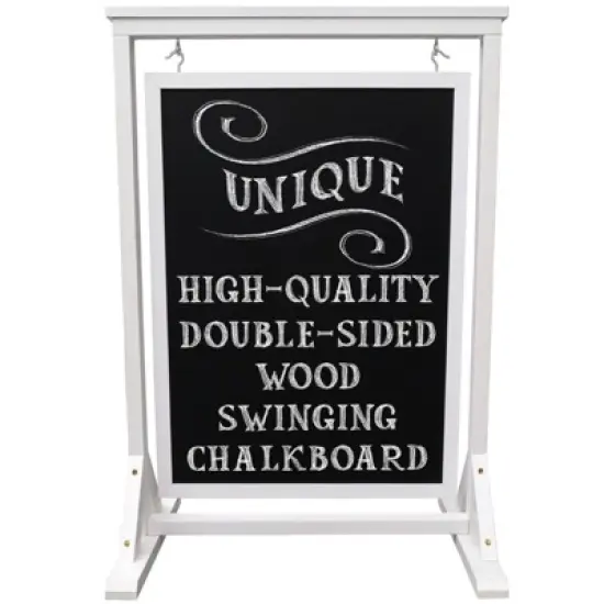 Excello Global Products 30"x21" Swinging Wood Chalkboard (White) image {5}