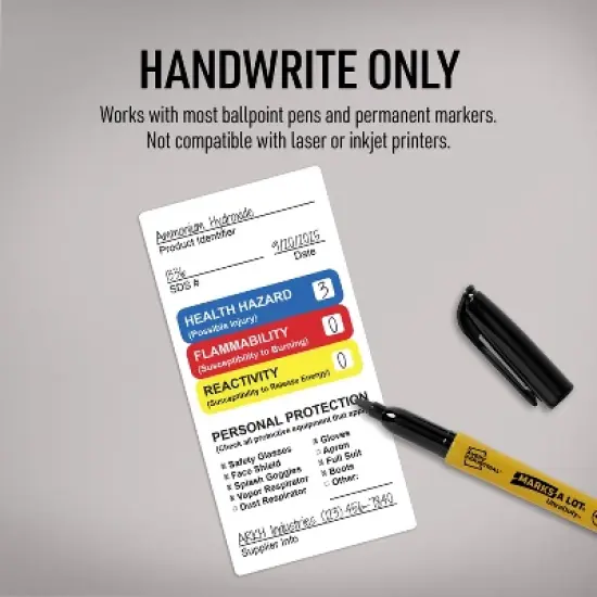 Avery HMIS Secondary Container Labels, Waterproof, Chemical Resistant, Preprinted, Handwrite-Only, 4" x 2", 50 HMIS Labels image {2}