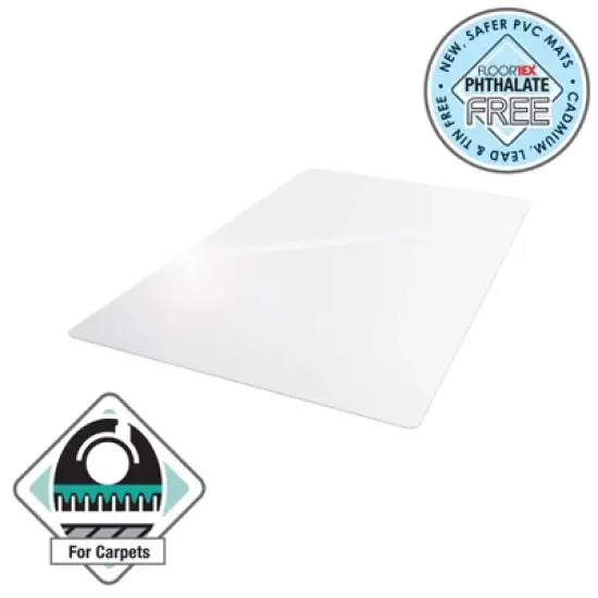 Vinyl Chair Mat for Carpets up to 1/4" Rectangular Clear - Floortex image {7}