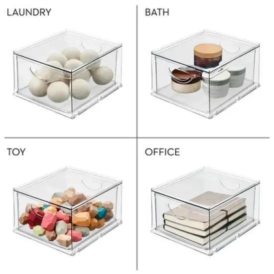 iDesign Stackable Storage Drawer for Pantry, Set of 2, Clear, Made in USA image {7}