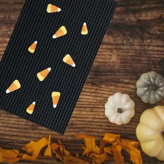 C&F Home Candy Corn Halloween Waffle Weave Embroidered Cotton Kitchen Towel image {1}