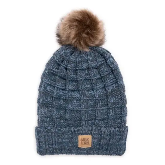 MUK LUKS Women's Patch Pom Cuff Hat image {3}