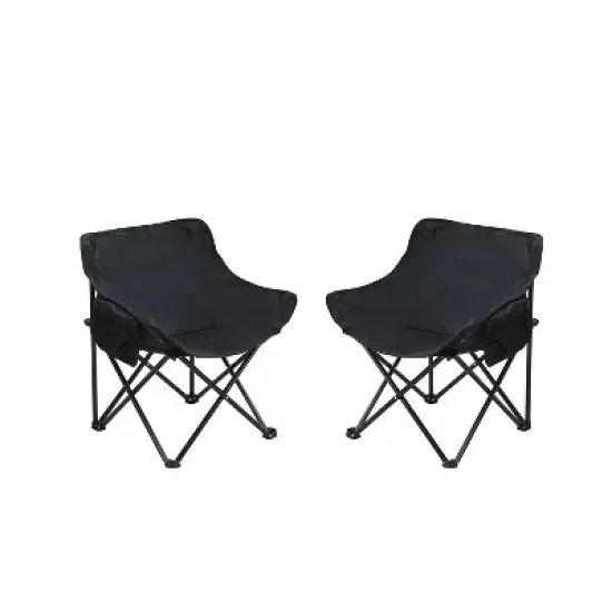 2PCS Outdoor Camping Chairs Folding/Portable, Carry Bag ,Black image {4}