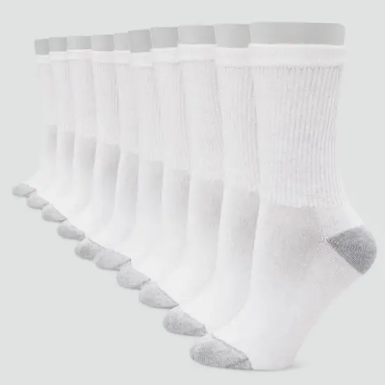 Hanes Women's Extended Size Cushioned 10pk Crew Socks - 8-12 image {4}
