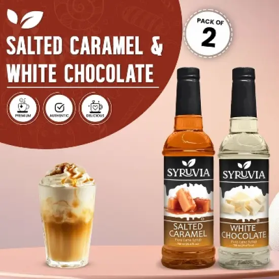 Syruvia Coffee Flavors Variety Pack: Salted Caramel & White Chocolate 25.4 fl oz Syrup image {1}
