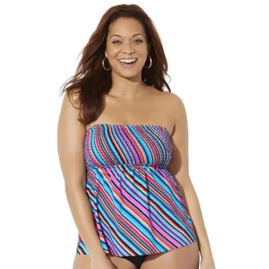 Swimsuits for All Women&rsquo;s Plus Size Smocked Bandeau Tankini Top image {4}