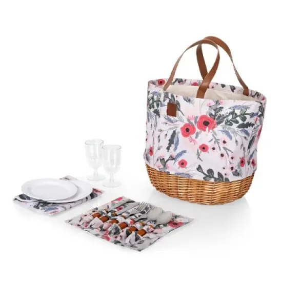 Picnic Time Promenade Floral Pattern Picnic Basket: Wicker & Canvas, Botanical Design, Disney's The Little Mermaid image {16}