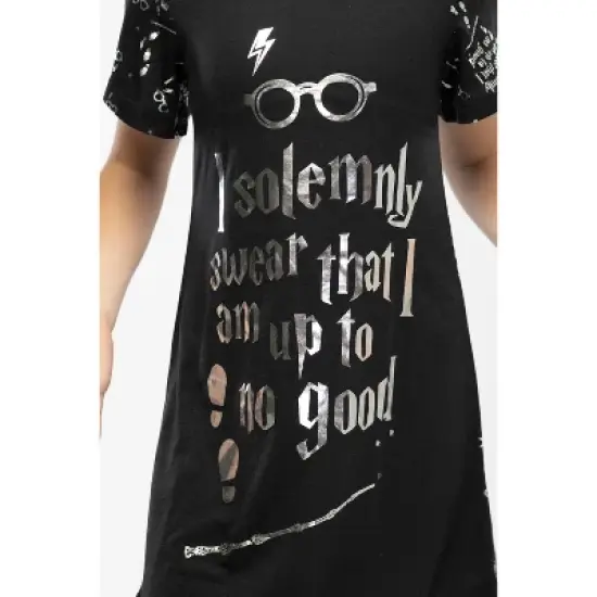 Harry Potter Women's Juniors Up to No Good Cold Shoulder Nightgown image {4}