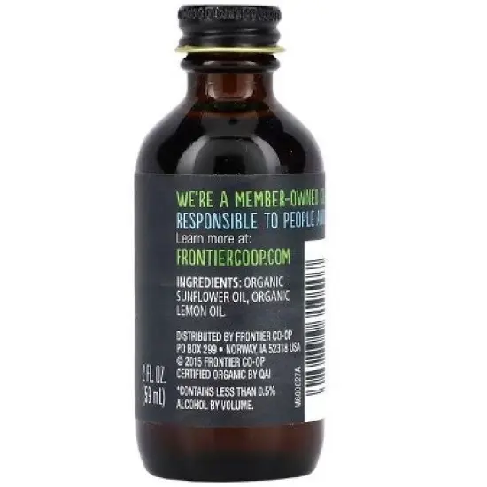 Frontier Co-op, Organic Lemon Flavor, Non-Alcoholic, 2 fl oz image {1}