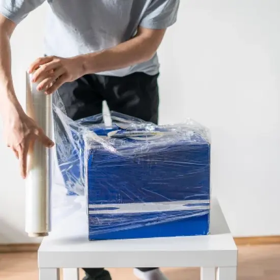 PSBM 4 Rolls Clear 12" x 1500 Ft. 80 Gauge Cast Hand Stretch Wrap Pallet Shrink Film image {6}