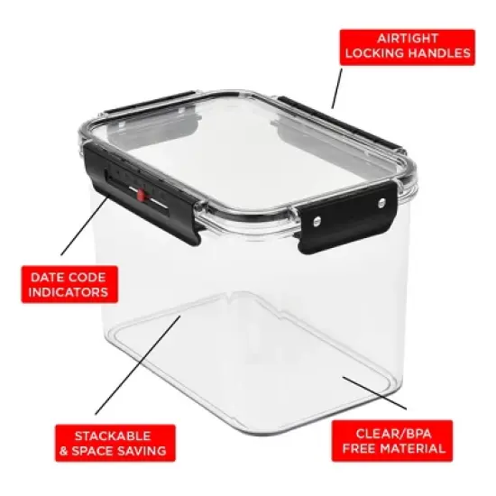 SharpChef Airtight Food Storage Container with Easy locking lids, Date Indicator, Leakproof, Kitchen Pantry Organization and Storage, BPA-Free image {2}