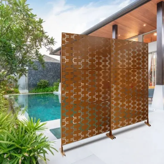 CAVINAS Patio Decorative Screen Metal Fence Privacy Screen with Rectangular Pattern for Outside and Garden, 76" H&times;48" W image {6}