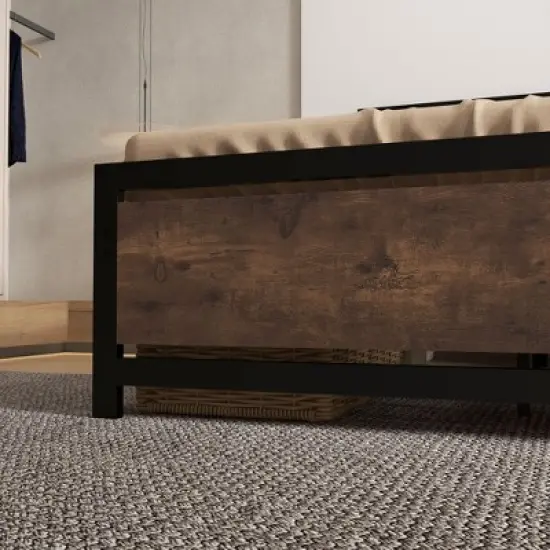 HOMCOM Full Platform Bed Frame with Headboard & Footboard, Strong Metal Slat Support Full Bed Frame w/ Underbed Storage Space, No Box Spring Needed image {5}