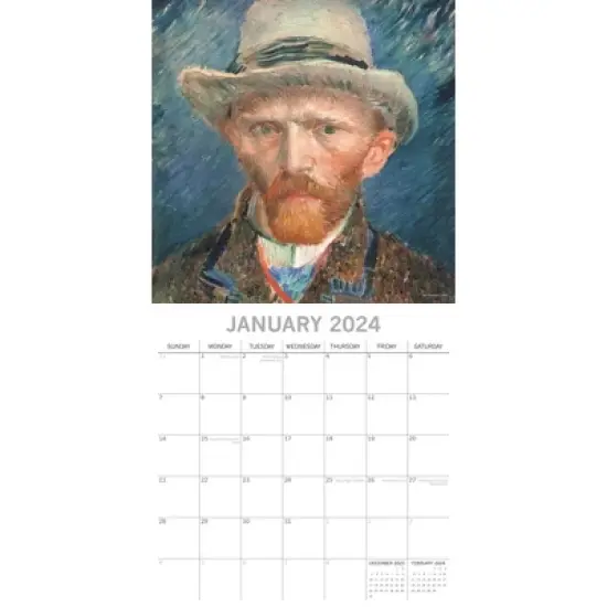 The Gifted Stationery 2024 Square Wall Calendar, Van Gogh, 16-Month Arts & Antiques Theme with 180 Reminder Stickers (12x12 In) image {1}