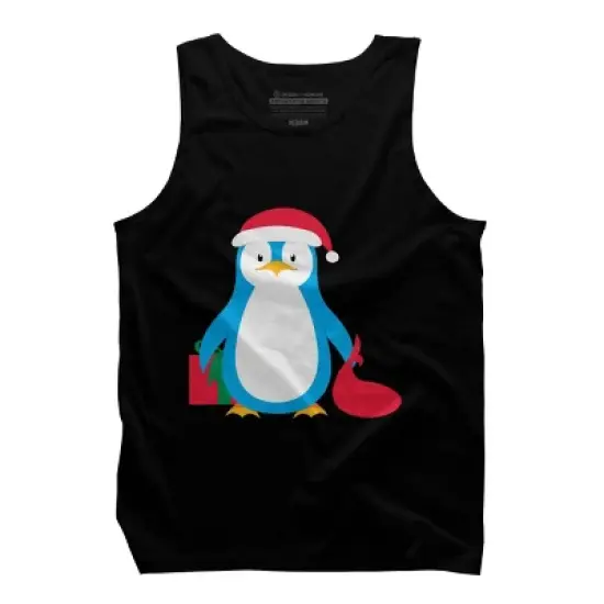 Men's Design By Humans Christmas Penguin By moredesignsplease Tank Top image {6}