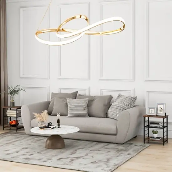 Costway 2 PCS 3-Tier Side End Table with Adjustable Mesh Shelf Narrow Nightstand image {4}