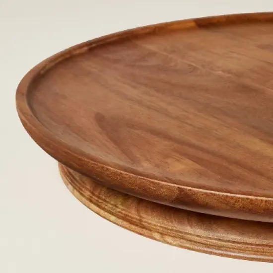 14" Wooden Pedestal Lazy Susan Brown - Hearth & Hand&trade; with Magnolia image {2}