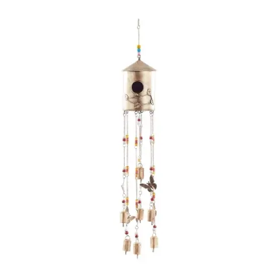 32" Iron Butterfly Birdhouse Windchime, Outdoor Decor - Olivia & May image {2}