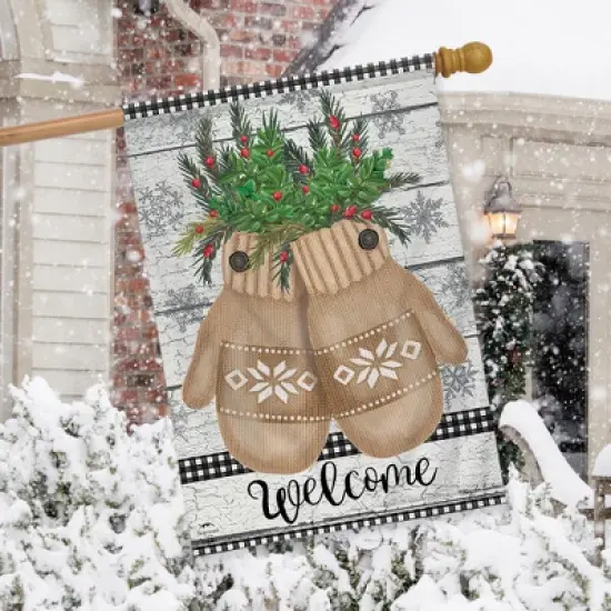 Briarwood Lane Farmhouse Mittens Winter House Flag Winter Greener image {2}