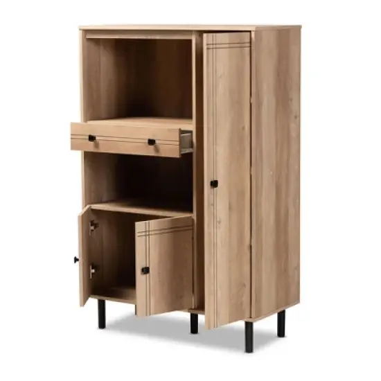 Patterson 1 Drawer Kitchen Storage Cabinet Walnut - Baxton Studio image {1}