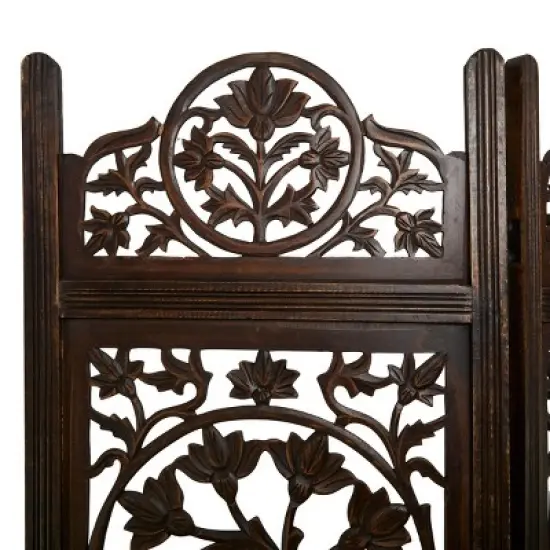 Traditional Wood Irregular Room Divider Screen Brown - Olivia & May image {5}
