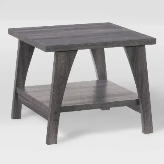 Hollywood Side Table with Lower Shelf Dark Gray - CorLiving image {1}