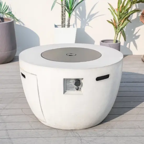 Moda Furnishings 23.8'' H x 36'' W Magnesium Oxide Propane Outdoor Fire Pit Table with Lid image {1}