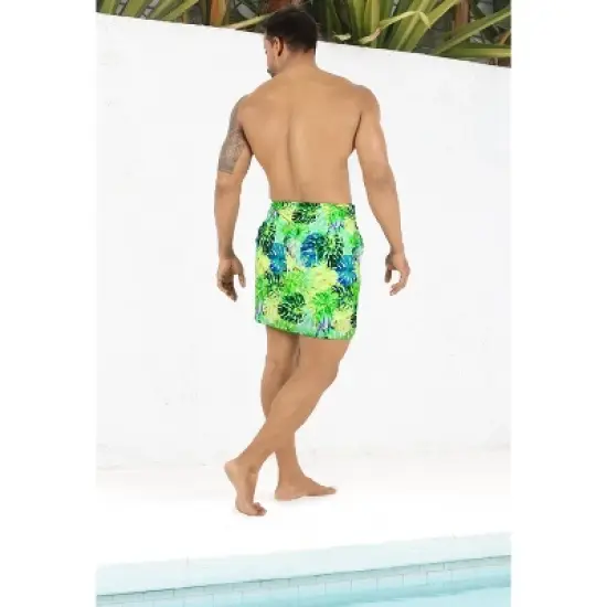 HAPPY BAY Men's Summer Short Vacation Sarong Beachwear Holidays Wrap Lava Lava Beach Cover Up Sarongs for Men One Size Green, Leaves image {4}