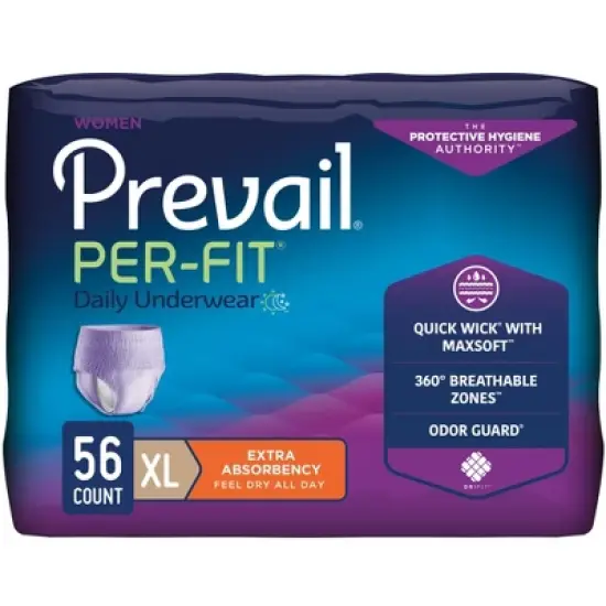 Prevail Per-Fit Daily Incontinence Underwear for Women, Pull On with Tear Away Seams,  Extra Absorbency image {6}