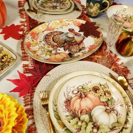 Certified International Autumn Breeze Oval Turkey Serving Platter image {4}