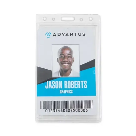 Advantus Frosted Two-Card Rigid Badge Holders, Vertical, Frosted 2.5" x 4.13" Holder, 2.13" x 3.38" Insert, 25/Box image {1}