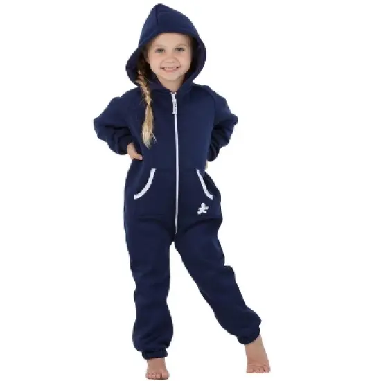 Joggies - Navy Blue Toddler Footless Hoodie Onesie image {3}